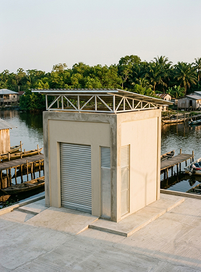 Concrete and aluminium shelter at Twon Brass